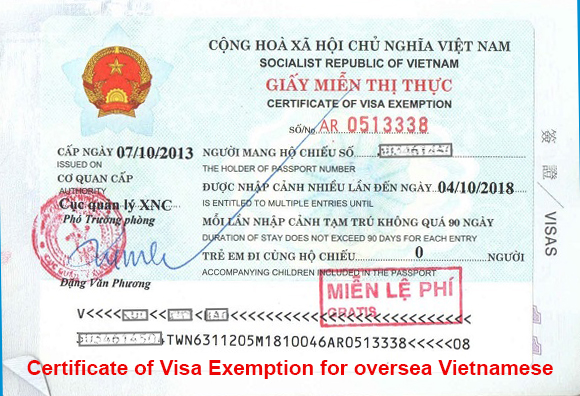 instruction for issuing certificate of visa exemption for overseas Vietnamese