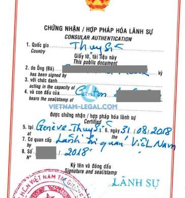 Legalization Result of Swiss Document for use in Vietnam