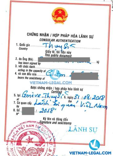 Legalization Result of Swiss Document for use in Vietnam