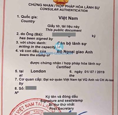Kết Quả Hợp Pháp Hóa Giấy Tờ Anh Quốc Sử Dụng Tại Việt Nam Tháng 7, 2019