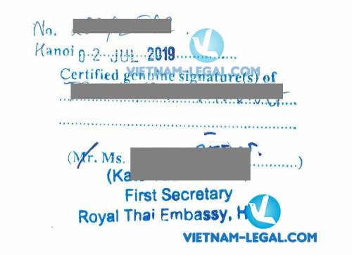 Legalization Result of Vietnam Document for use in Thailand , July 2019