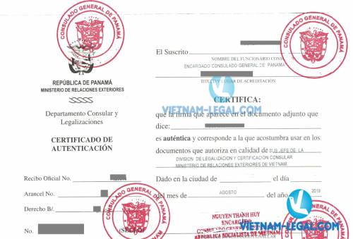 Legalization Result of Vietnamese Document for use in Panama, August 2019