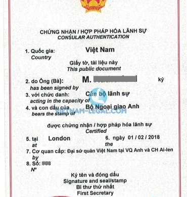 Legalization Result of UK TESOL Certificate for use in Vietnam, February 2018