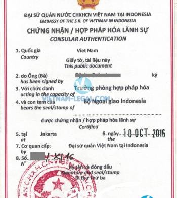 Legalization Result of Certificate of Incumbency from Indonesia for use in Vietnam