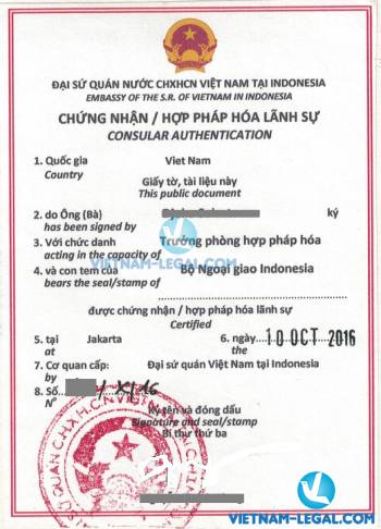 Legalization Result of Certificate of Incumbency from Indonesia for use in Vietnam