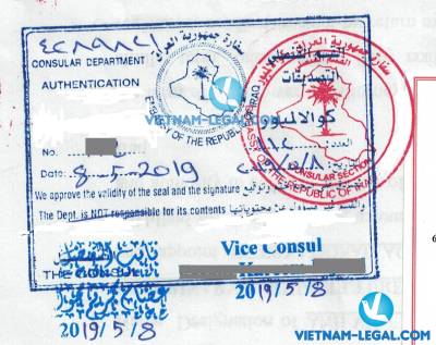 Legalization Result of Vietnamese Power of Attorney for use in Iraq, May 2019