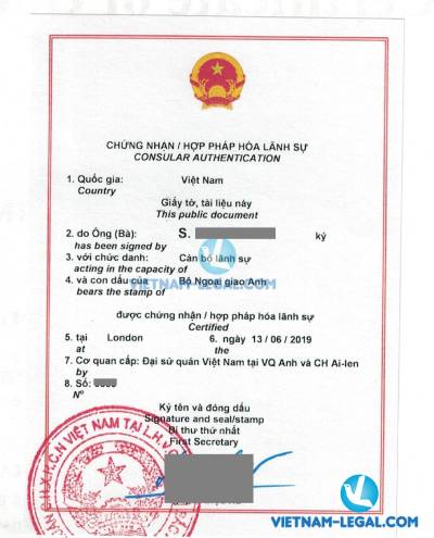 Legalization Result of UK Bachelor Degree for use in Vietnam, June 2019