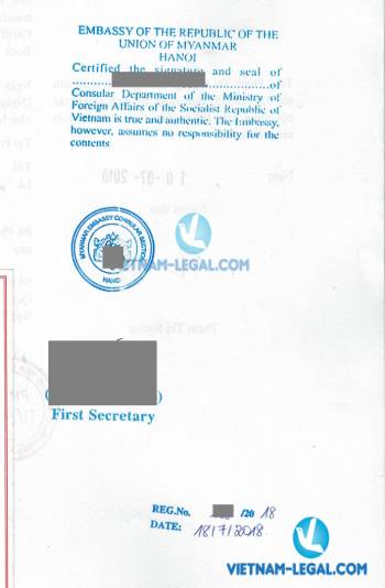 Legalization Result of Document from Vietnam for use in Myanmar