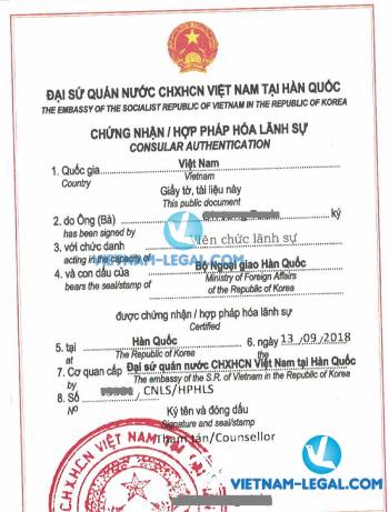 Kết Quả Hợp Pháp Hóa Giấy Xác Nhận Hôn Nhân Hàn Quốc Sử Dụng Tại Việt Nam tháng 9,  2018