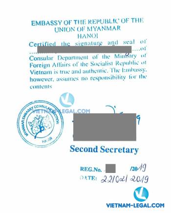 Legalization Result of Certificate of Free Sale from Vietnam for use in Myanmar, February 2019