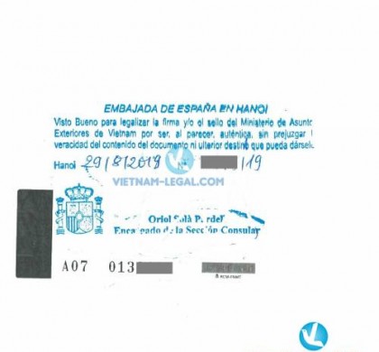 Legalization Result of Vietnamese Birth Certificate for use in Spain, August 2019