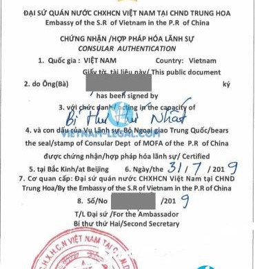 Kết Quả Hợp Pháp Hóa Giấy Tờ Trung Quốc  Sử Dụng Tại Việt Nam tháng 7, 2019