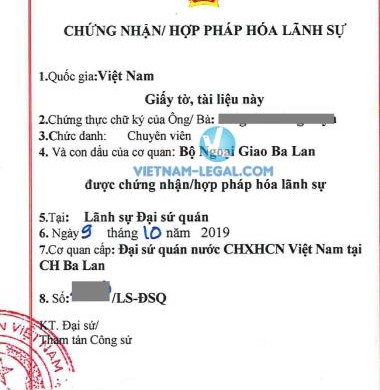 Kết Quả Hợp Pháp Hóa Điều Lệ Công Ty Ba Lan Sử Dụng Tại Việt Nam Tháng 10, 2019