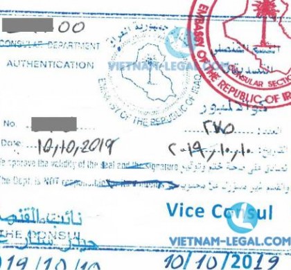 Legalization Result of Vietnamese Sole Agency Agreement for use in Iraq, October 2019