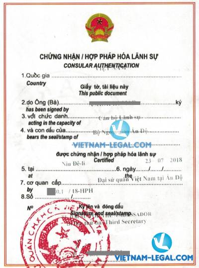 Legalization Result of Working Experience Certificate from India for use in Vietnam July 2018
