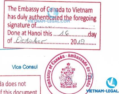 Legalization Result of Excerpts on civil status correction from Vietnam for use in Canada, October 2019