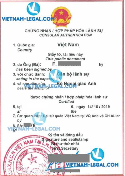 Kết Quả Hợp Pháp Hóa Chứng Chỉ Giảng Dạy Từ Vương Quốc Anh Sử Dụng Tại Việt Nam Tháng 10, 2019