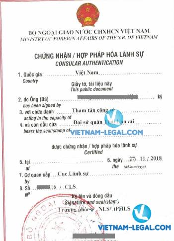 Legalization Result of Birth Certificate from Thailand for use in Vietnam, November 2018