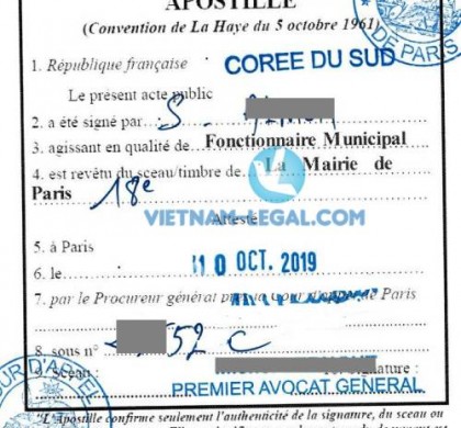 Legalization Result of Bachelor Degree from France for use in Korea, October 2019