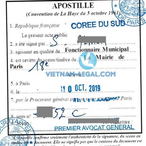 Kết Quả Hợp Pháp Hóa Bằng Đại Học Từ Pháp Sử Dụng Tại Hàn Quốc tháng 10, 2019