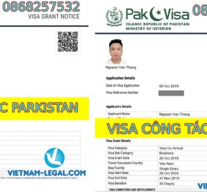 KẾT QUẢ VISA CÔNG TÁC PAKISTAN NHẬP CẢNH THÁNG 10, NĂM 2019