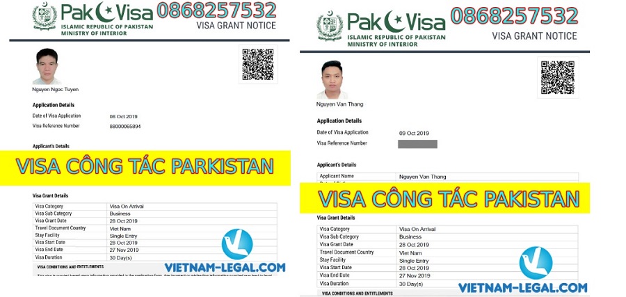 KẾT QUẢ VISA CÔNG TÁC PAKISTAN NHẬP CẢNH THÁNG 10, NĂM 2019