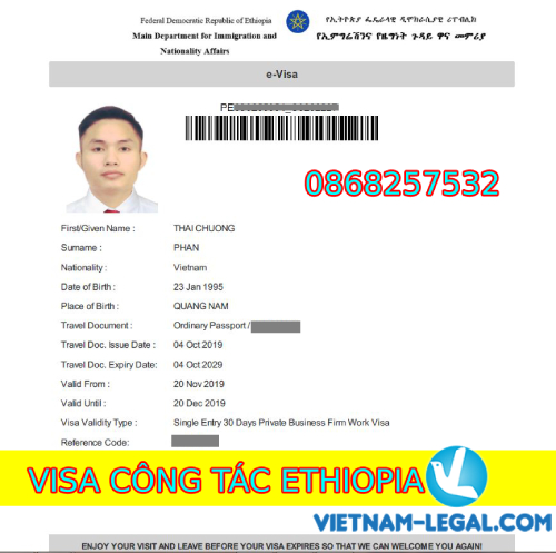 KẾT QUẢ VISA CÔNG TÁC ETHIOPIA, NHẬP CẢNH THÁNG 11 NĂM 2019