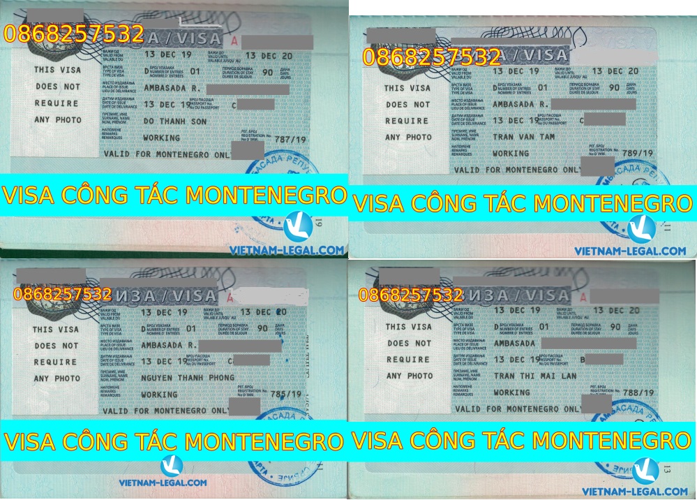KẾT QUẢ VISA CÔNG TÁC MONTENEGRO, NHẬP CẢNH THÁNG 12 NĂM 2019