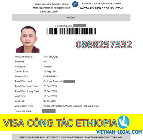 KẾT QUẢ VISA CÔNG TÁC ETHIOPIA, NHẬP CẢNH THÁNG 12 NĂM 2019