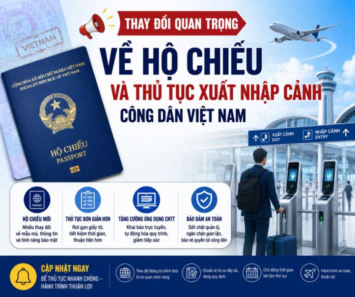 Quy định mới về hộ chiếu và xuất nhập cảnh cho công dân Việt Nam có hiệu lực từ 01/7/2026